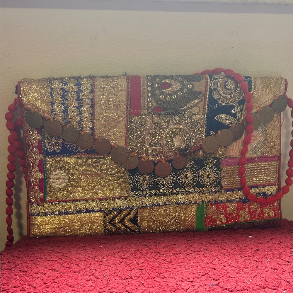 Elegant Multicolor Embroidered Clutch